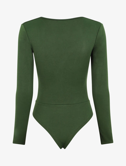Body uni à col V - Vert sapin - 2