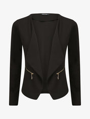 Veste courte à pans biseautés et poches à zip - Noir - 1