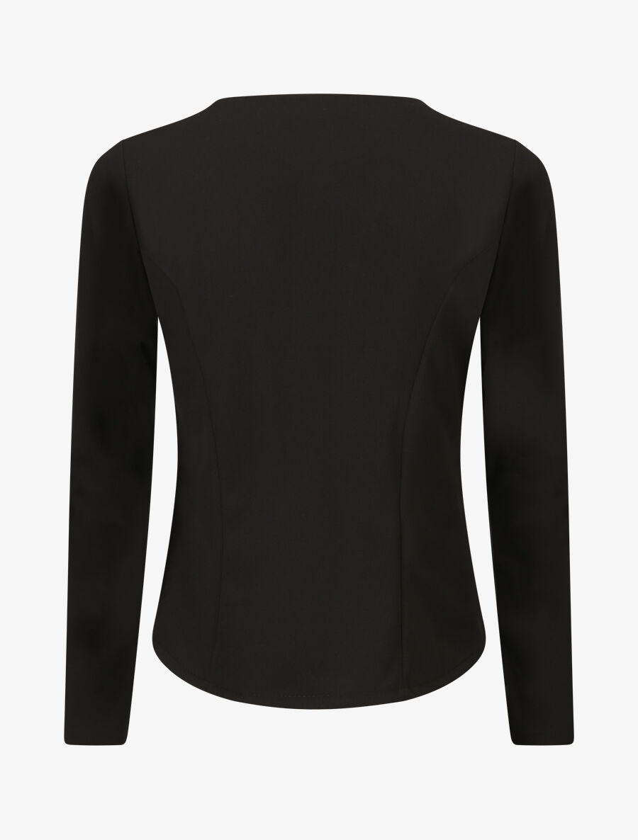 Veste courte à pans biseautés et poches à zip - Noir - 2