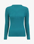 Pull uni côtelé à col montant - Bleu canard - 1