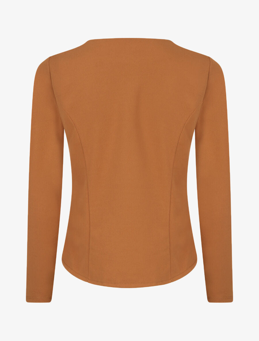 Veste courte à pans biseautés et poches à zip - Camel - 2