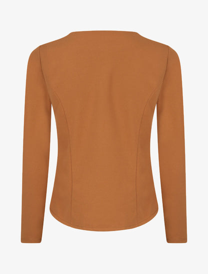 Veste courte à pans biseautés et poches à zip - Camel - 2