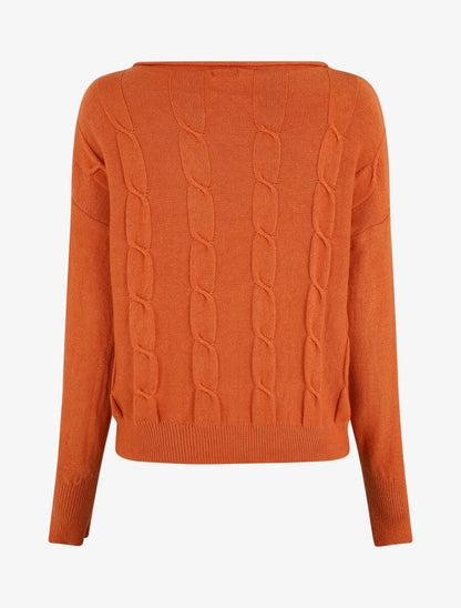 Pull droit à col bateau - Orange - 2