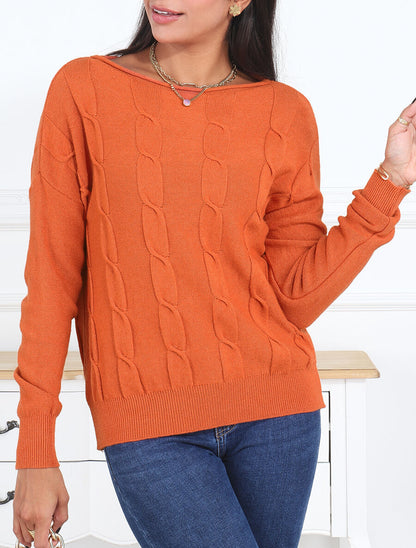 Pull droit à col bateau - Orange - 4