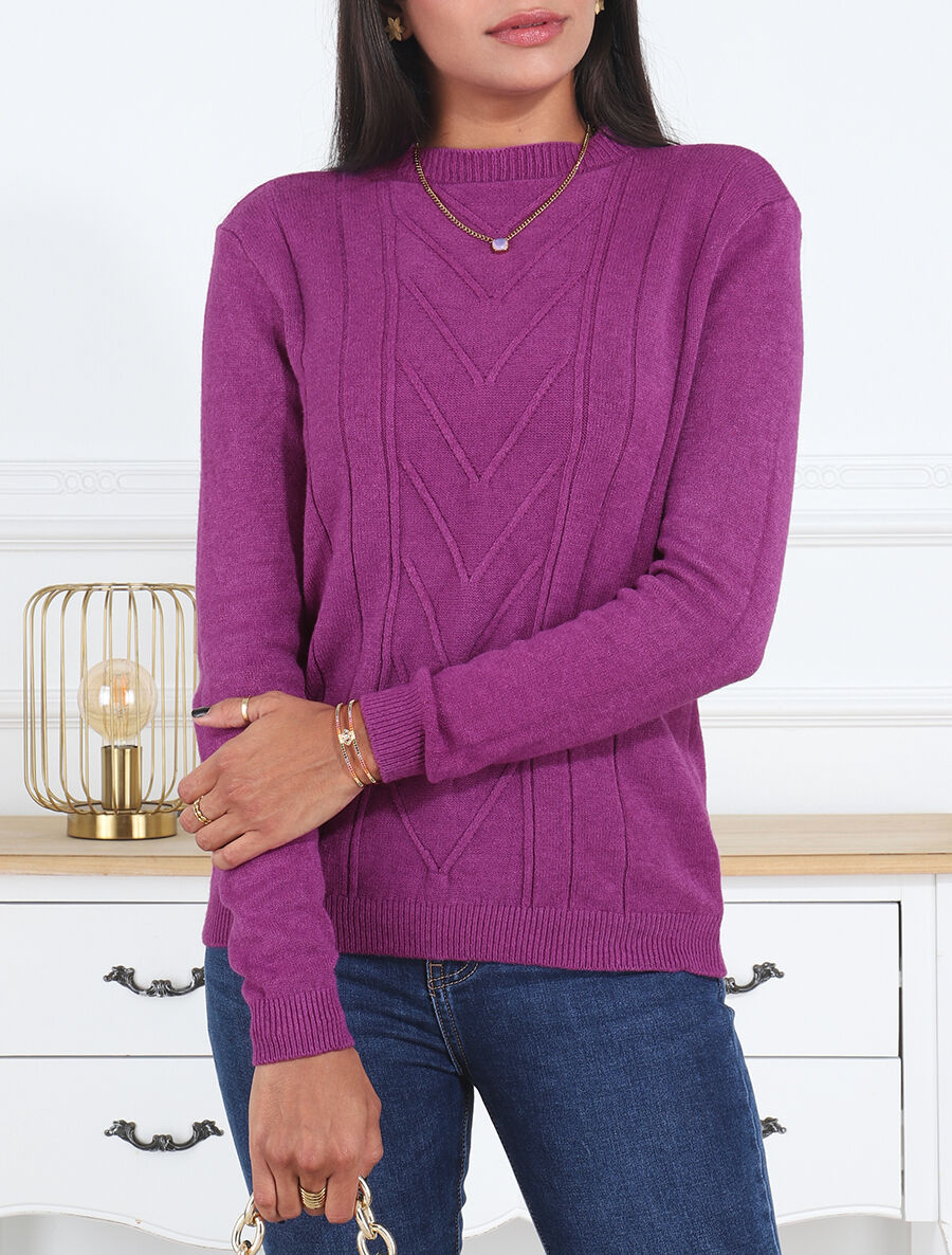 Pull doux à col montant - Violet - 4
