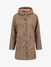 Manteau mi-long bouclé à capuche - Camel chiné - 4