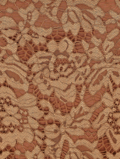 Top uni en dentelle à manches longues - Camel - 3