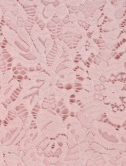 Top uni en dentelle à manches longues - Rose - 3