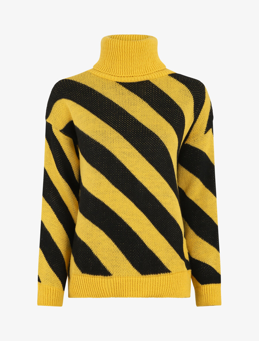 Pull col roulé rayé - Jaune - 5