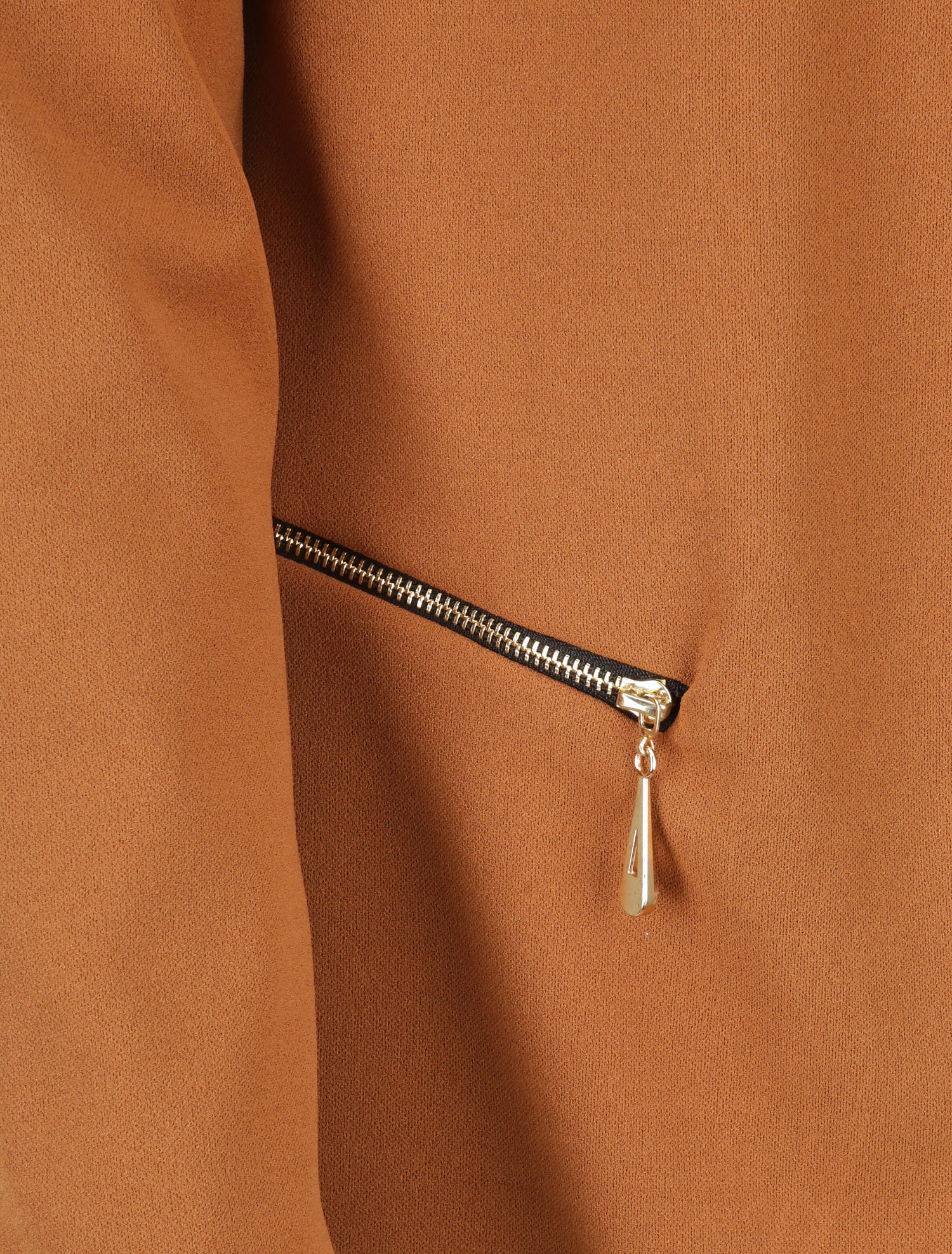 Veste fluide à poches zippées et col droit - Camel - 3