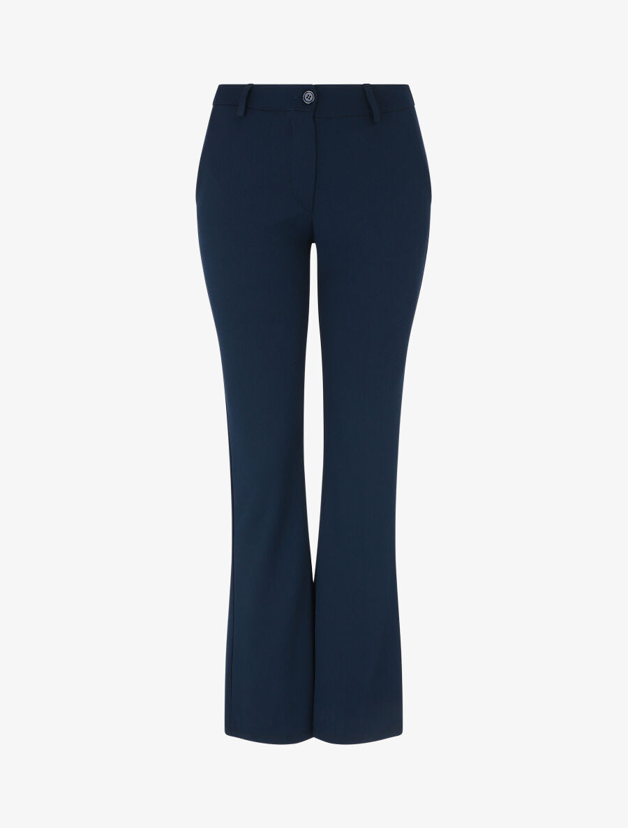 Pantalon droit classique à taille haute - Marine - 1