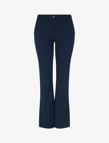 Pantalon droit classique à taille haute - Marine - 1
