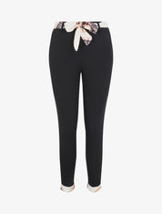 Pantalon à bords à revers imprimé foulard - Blanc - 1