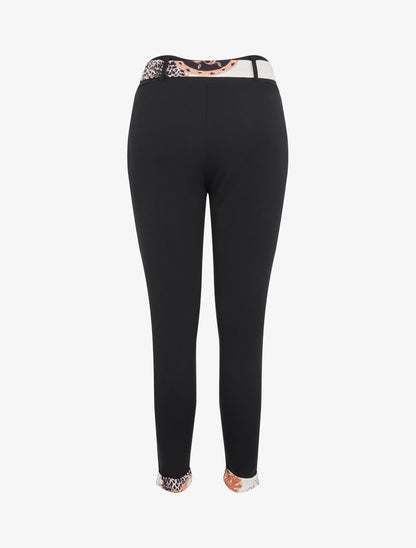 Pantalon à bords à revers imprimé foulard - Blanc - 2