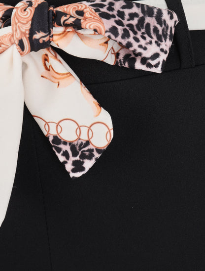 Pantalon à bords à revers imprimé foulard - Blanc - 3
