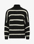 Pull duveteux rayé et col montant - Noir - 1