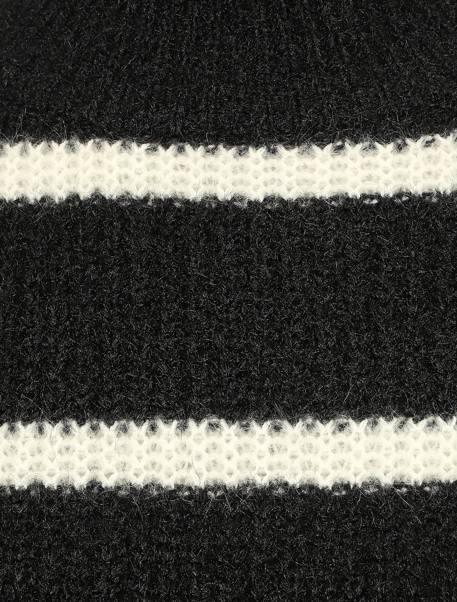 Pull duveteux rayé et col montant - Noir - 3