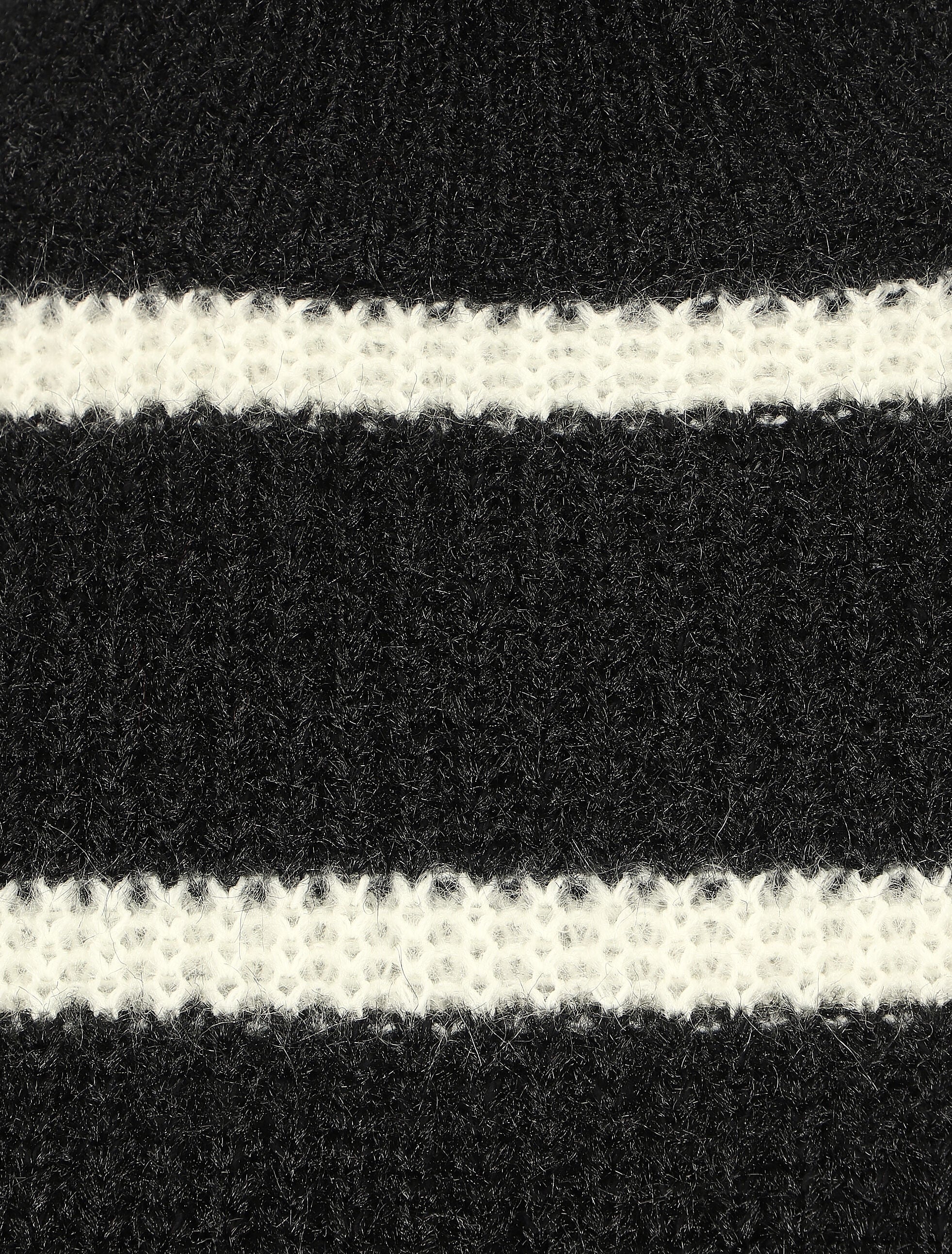 Pull duveteux rayé et col montant - Noir - 3