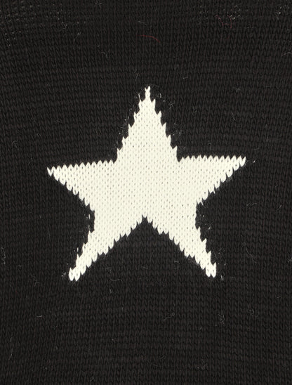 Pull col roulé à motif étoiles - Noir - 3