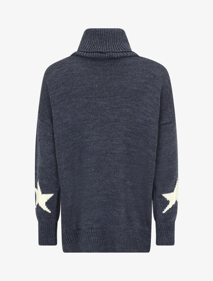 Pull col roulé à motif étoiles - Bleu - 2