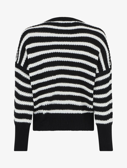Pull droit à rayures - Noir - 2
