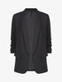 Blazer droit uni manches 3/4 froncées - Noir - 1