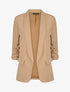Blazer droit uni manches 3/4 froncées - Beige - 5