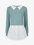 Pull à chemise superposée - Bleu ciel - 1