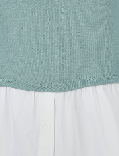 Pull à chemise superposée - Bleu ciel - 3