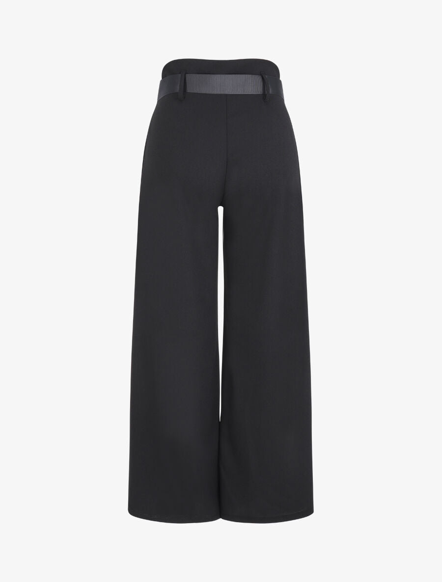 Pantalon ample à taille haute froncée - Noir - 2