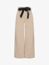 Pantalon ample à taille haute froncée - Beige - 4