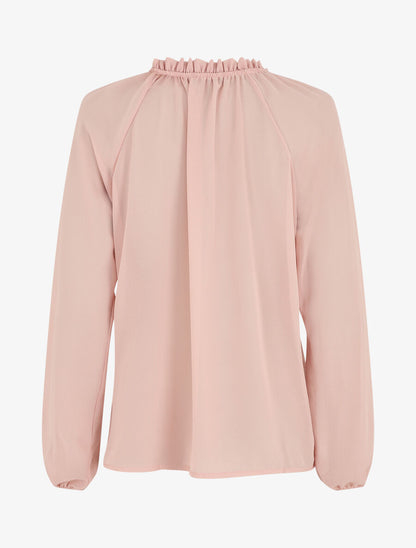 Blouse ample unie manches longues - Rose - 2