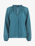 Blouse ample unie manches longues - Bleu canard - 1