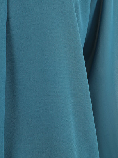 Blouse ample unie manches longues - Bleu canard - 3