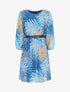 Robe manches 3/4 imprimé feuille fantaisie - Bleu - 1