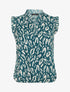 Top léopard sans manches à volants - Bleu canard - 1