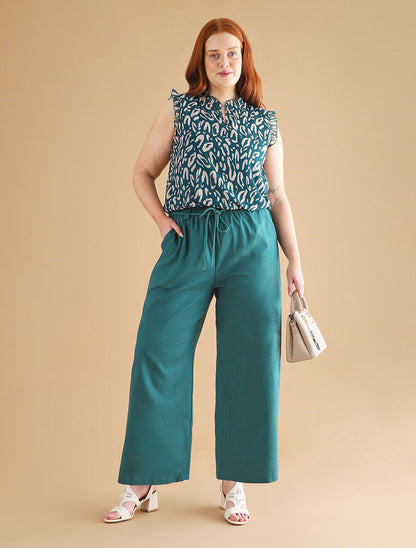 Top léopard sans manches à volants - Bleu canard - 5