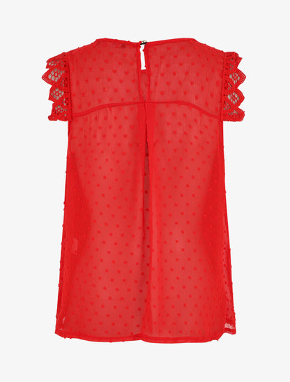 Top plumetis sans manches uni - Rouge - 2