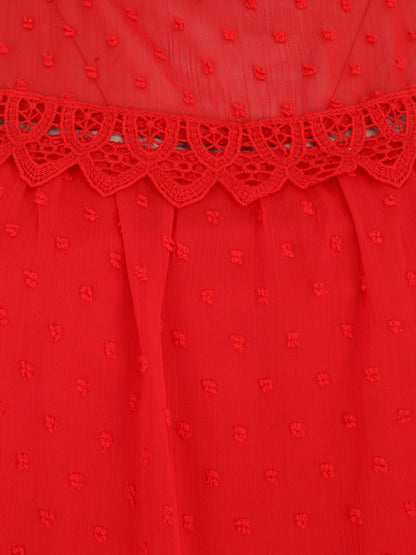 Top plumetis sans manches uni - Rouge - 3