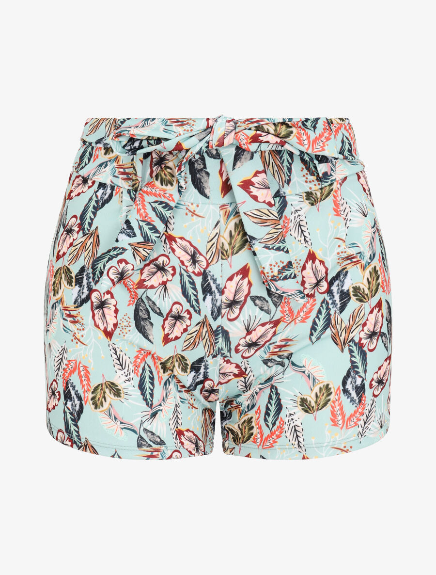 Short imprimé feuilles tropicales - Bleu clair - 4
