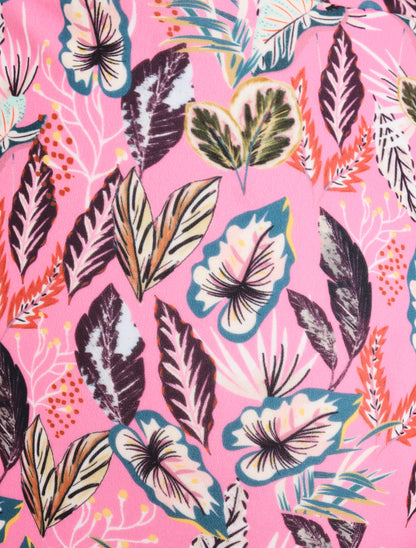 Short imprimé feuilles tropicales - Rose - 3