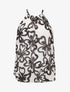 Top sans manches col américain imprimé grandes fleurs - Beige clair - 1