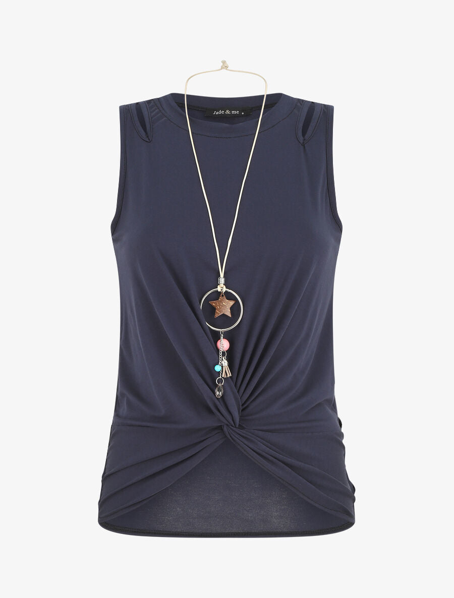Top sans manches avec noeud - Marine - 1