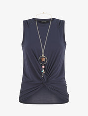 Top sans manches avec noeud - Marine - 1