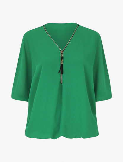 Blouse unie en voile - Vert - 5