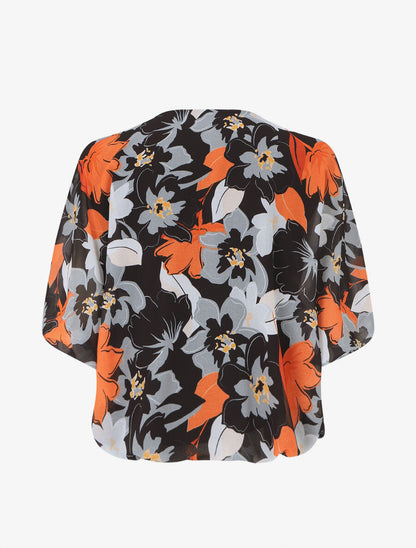 Blouse en voile à imprimé fleuri - Noir - 2