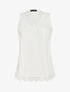 Top satiné uni et dentelle - Blanc - 1