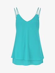 Top uni en voiles superposés - Turquoise - 1