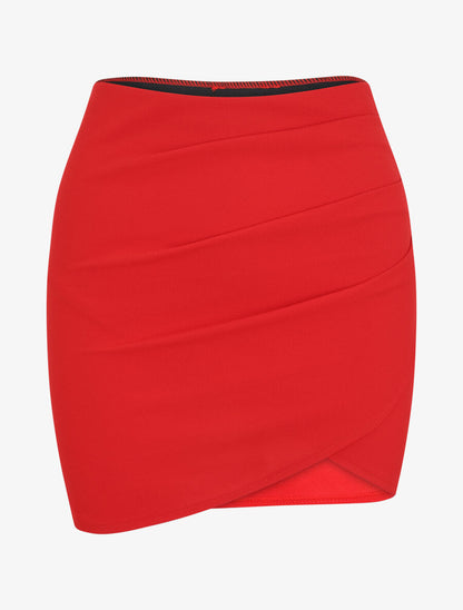 Mini-jupe drapée - Rouge - 4