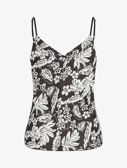 Caraco droit imprimé hawaien - Noir - 2